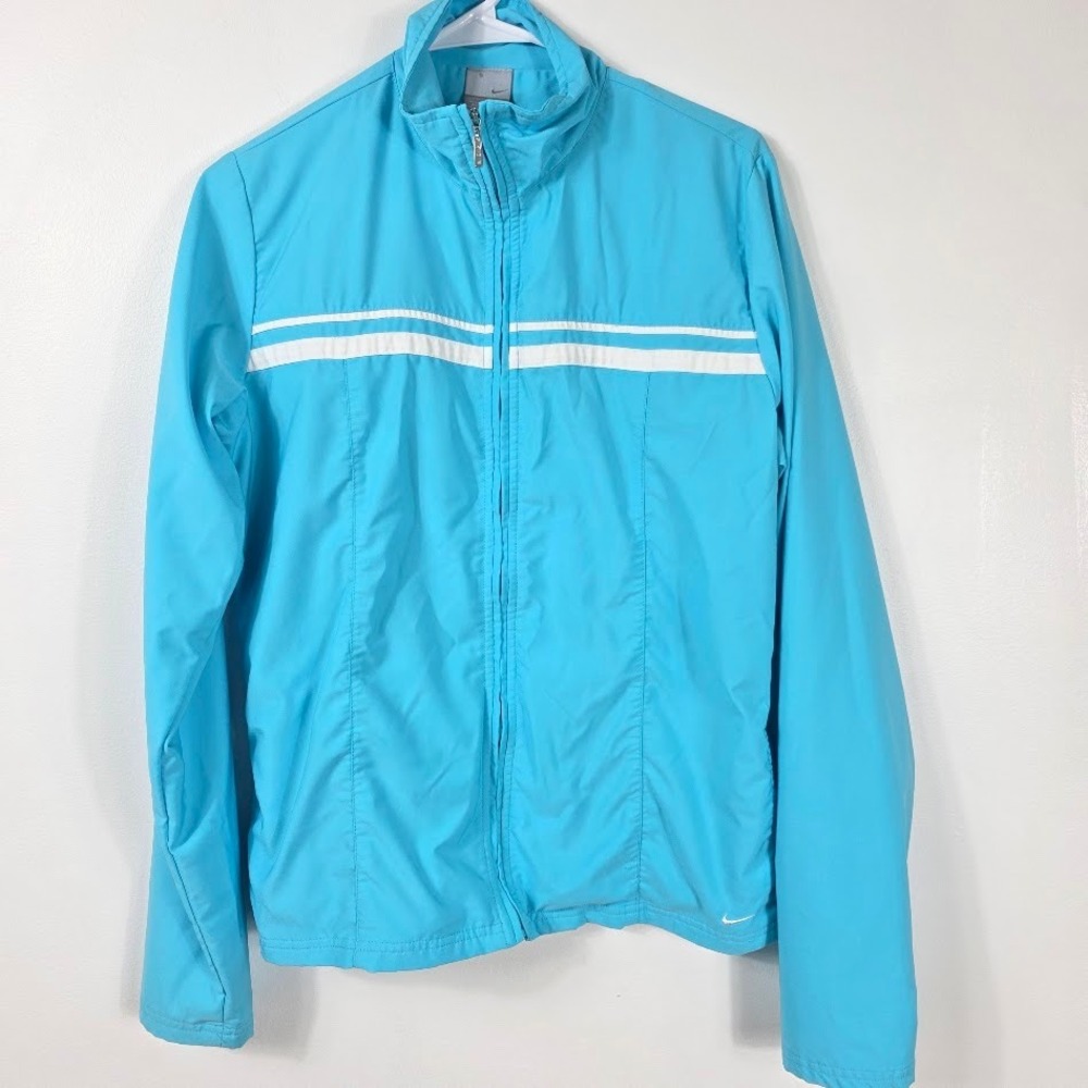 Nike Track Jacket Size M Womens‎ Excellent Full Zip Striped Blue